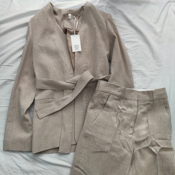 Cos Belted Linen Blazer And Pant Set 